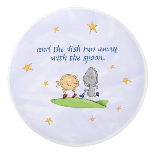 Hey Diddle Diddle _ Dish Ran Away With The Spoon Ceramic Knob