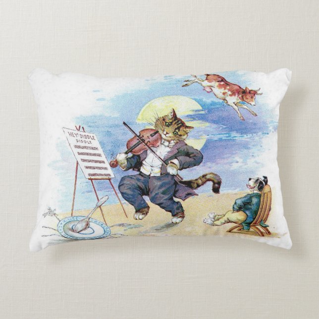 Hey, Diddle Diddle Nursery Rhyme Accent Pillow (Front)