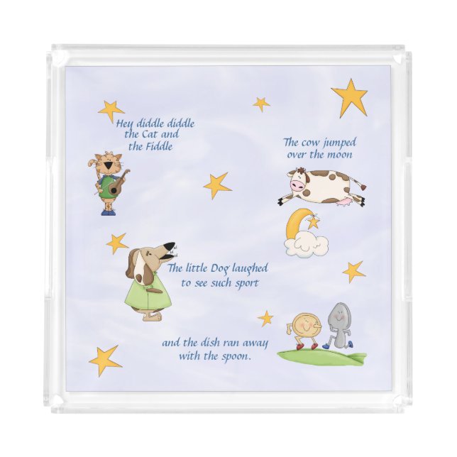 Hey Diddle Diddle - Nursery Rhyme     Acrylic Tray (Front)
