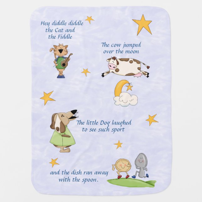 Hey Diddle Diddle - Nursery Rhyme   Baby Blanket (Front)