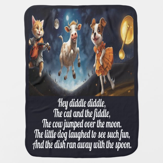 Hey Diddle Diddle - Nursery Rhyme Baby Blanket (Front)