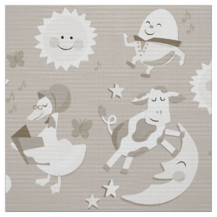 Hey Diddle Diddle Nursery Rhyme Beige Fabric