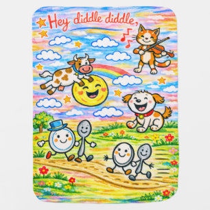 Hey Diddle Diddle Nursery Rhyme Blanket