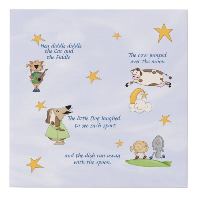 Hey Diddle Diddle - Nursery Rhyme    Faux Canvas Print (Front)
