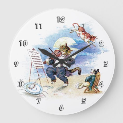 Hey Diddle Diddle Nursery Rhyme Large Clock