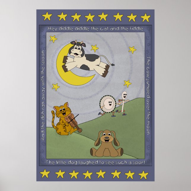 Hey Diddle Diddle Nursery Rhyme Nursery Poster (Front)