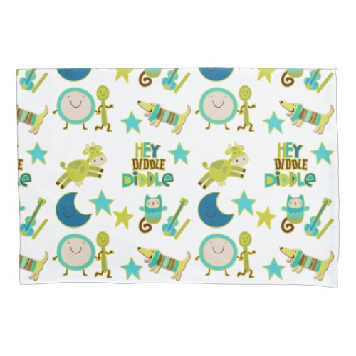 Hey Diddle Diddle Nursery Rhyme Pillow Case