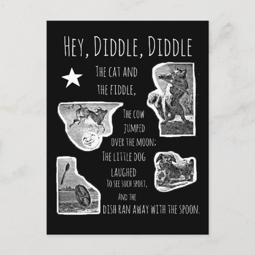 Hey Diddle Diddle Nursery Rhyme Postcard
