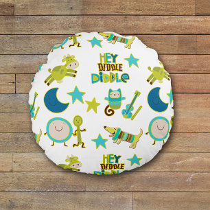 Hey Diddle Diddle Nursery Rhyme Round Pillow