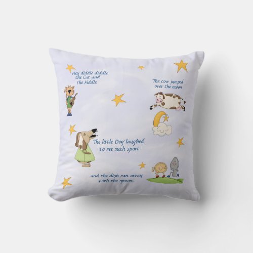 Hey Diddle Diddle _ Nursery Rhyme Throw Pillow