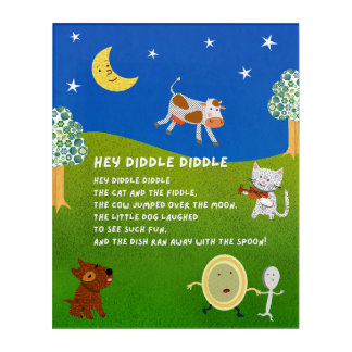 Hey Diddle Diddle Nursery Rhyme Wall Art