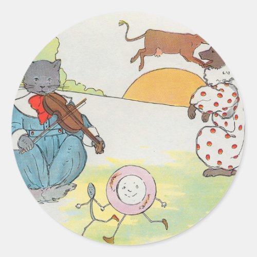 Hey diddle diddle  The cat and the fiddle Classic Round Sticker