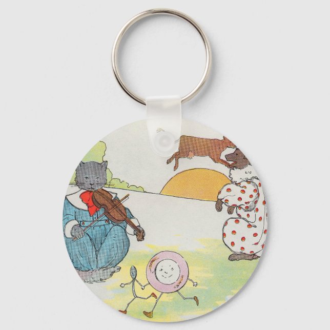 Hey, diddle, diddle!  The cat and the fiddle Keychain (Front)