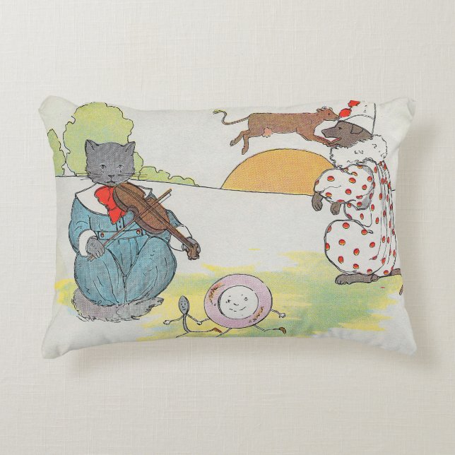 Hey Diddle Diddle The Cat and the Fiddle Rhyme Accent Pillow (Front)