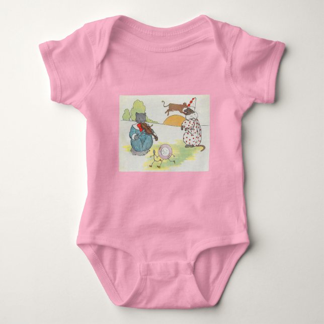 Hey Diddle Diddle The Cat and the Fiddle Rhyme Baby Bodysuit (Front)