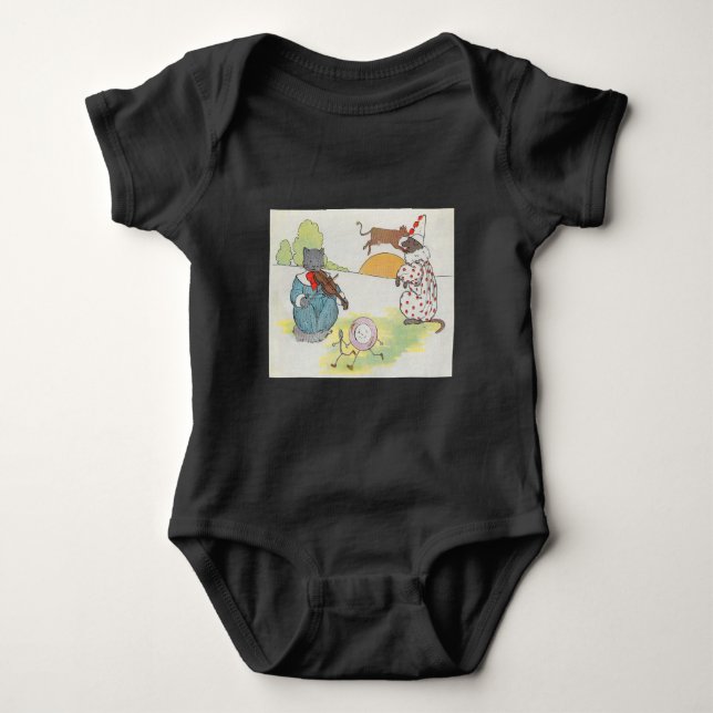 Hey Diddle Diddle The Cat and the Fiddle Rhyme Baby Bodysuit (Front)