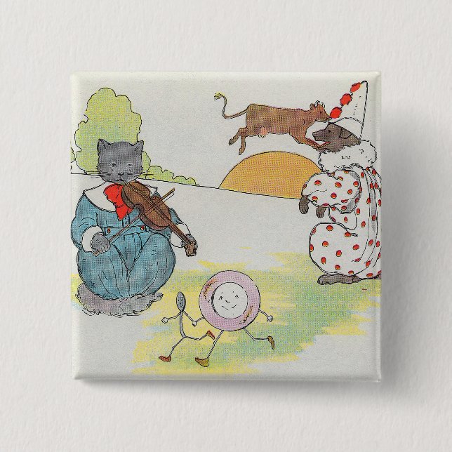 Hey Diddle Diddle The Cat and the Fiddle Rhyme Button (Front)