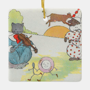 Hey Diddle Diddle The Cat and the Fiddle Rhyme Ceramic Ornament