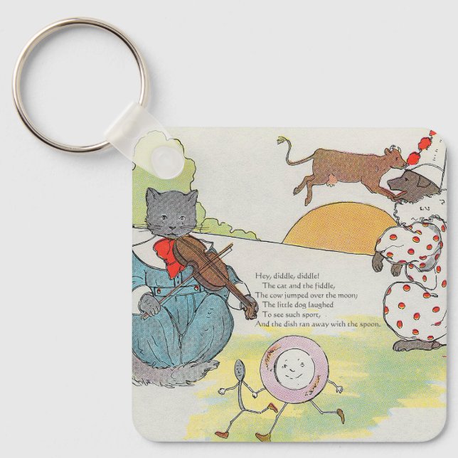 Hey Diddle Diddle The Cat and the Fiddle Rhyme Keychain (Front)
