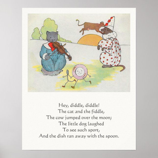 Hey Diddle Diddle The Cat and the Fiddle Rhyme Poster (Front)