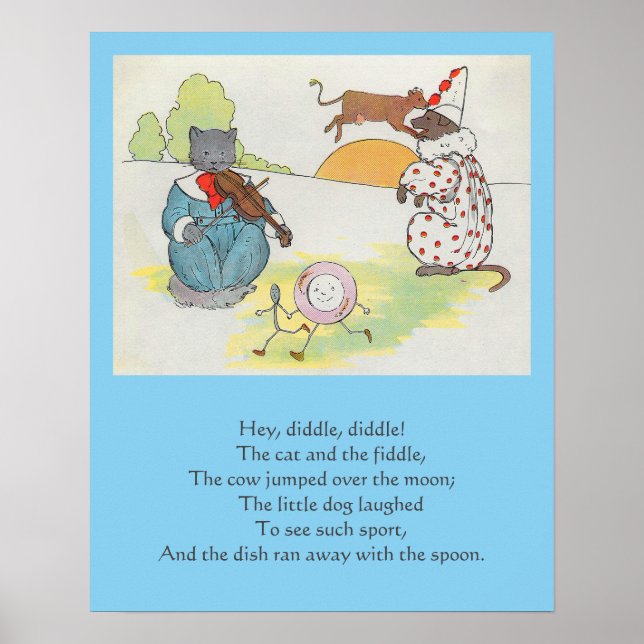 Hey Diddle Diddle The Cat and the Fiddle Rhyme Poster (Front)