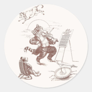 Hey Diddle Diddle Vintage Illustration Classic Round Sticker