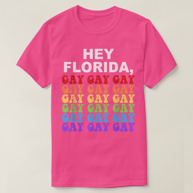 Hey Florida Say Gay Night LGBTQ Rainbow Pride  T-Shirt (Design Front)