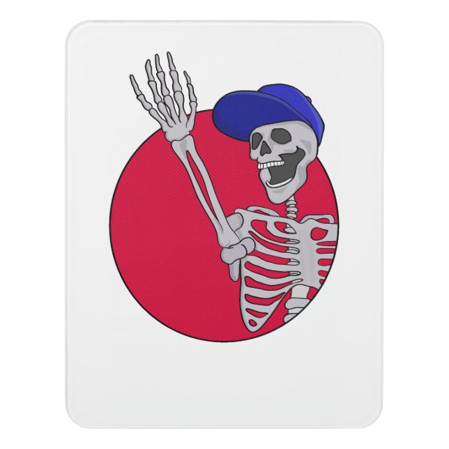Hey Friends Cool and Funny Skeleton Door Sign (Contemporary Vert)