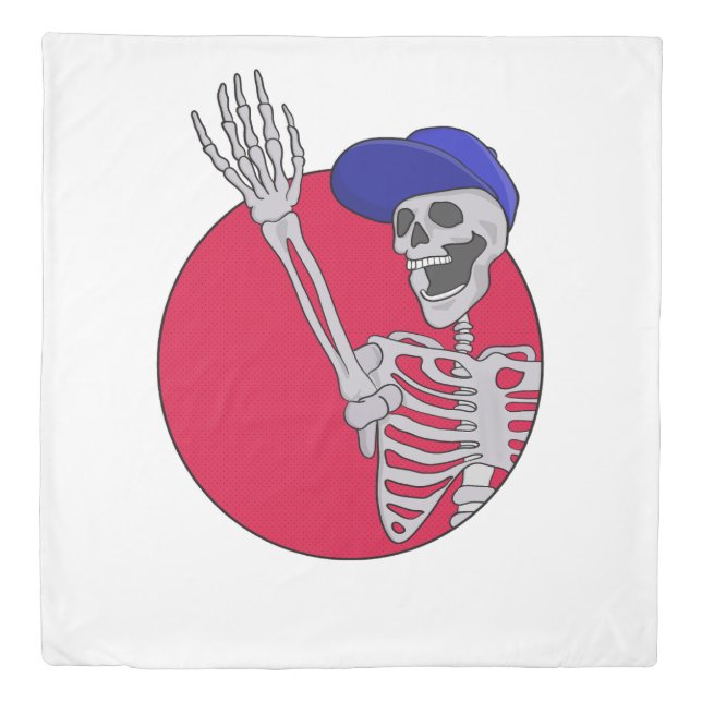 Hey Friends Cool and Funny Skeleton Duvet Cover (Front)