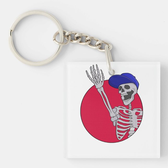 Hey Friends Cool and Funny Skeleton Keychain (Front)