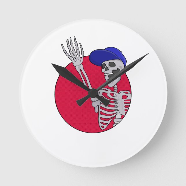 Hey Friends Cool and Funny Skeleton Round Clock (Front)