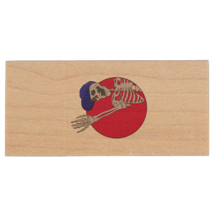 Hey Friends Cool and Funny Skeleton Wood Flash Drive