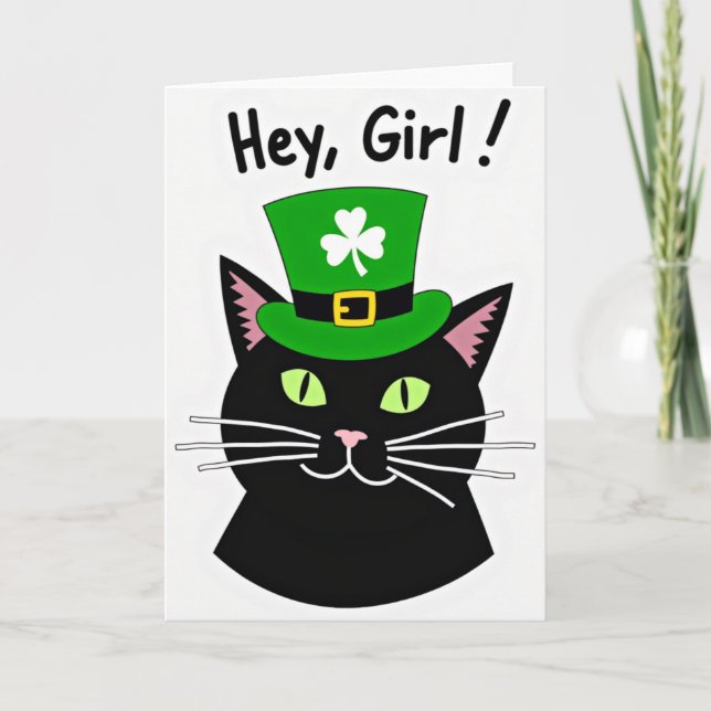 Hey Girl Lucky Cat Card (Front)