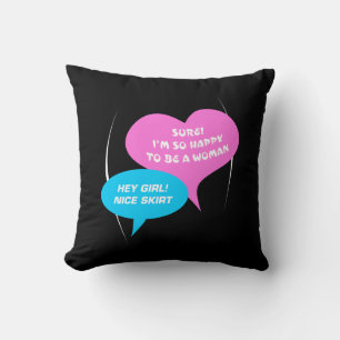 Hey Girl Nice Skirt LightBlue&Pink Fun Baloon Throw Pillow