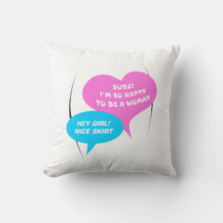 Hey Girl NIce Skirt LightBlue&Pink Fun Baloon Throw Pillow