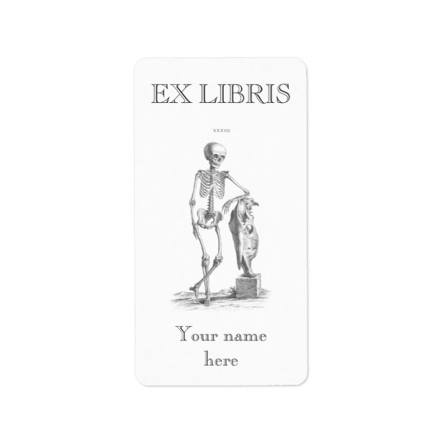 Hey Girl vintage skeleton bookplate (Front)