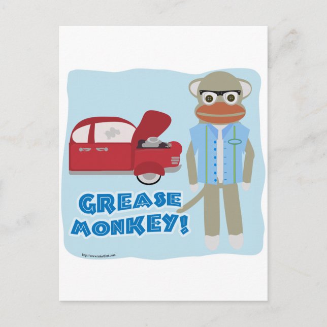 Hey Grease Monkey Postcard (Front)