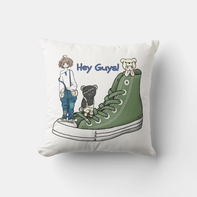 hey Guys Throw Pillow (Front)