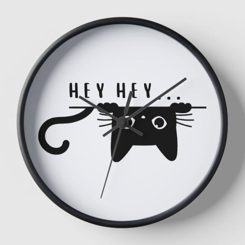 Hey Hey Black Cat  Keychain Clock