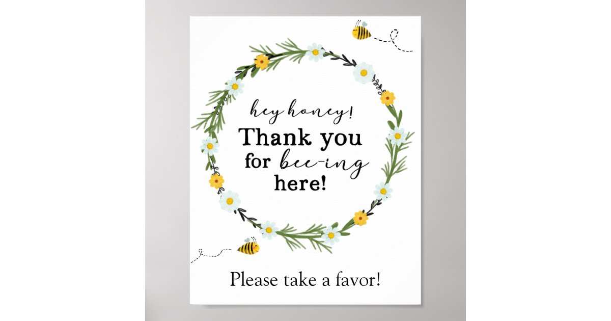 Hey Honey Bee Favor Sign Zazzle