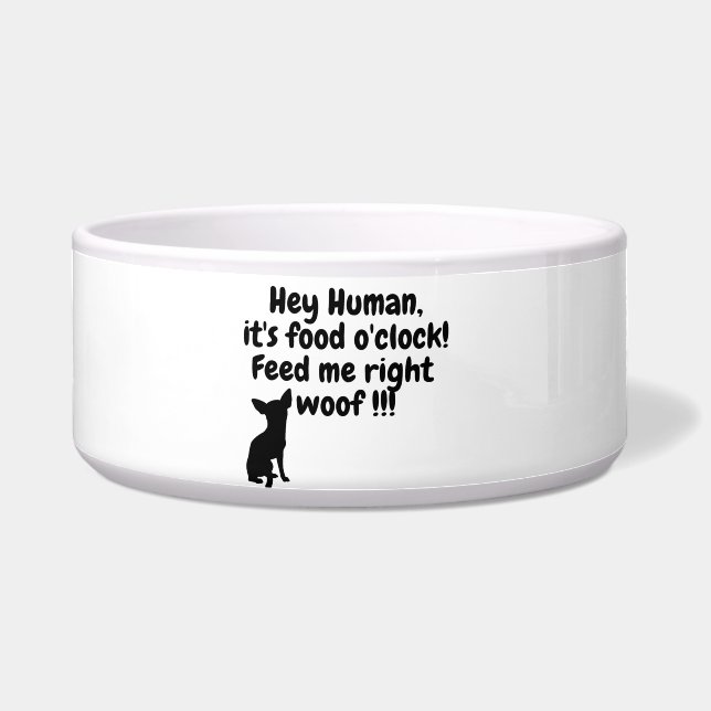 Hey, Hooman! Its food o'clock! Funny dog bowl (Front)