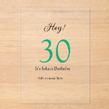 Hey it's 30th birthday green black bold letter nam