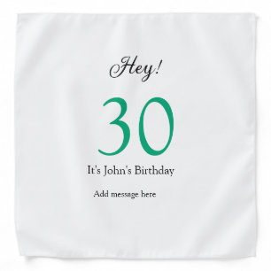 Hey it's 30th birthday green black bold letter nam bandana