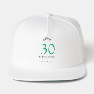 Hey it's 30th birthday green black bold letter nam snap back hat
