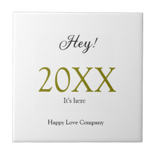 Hey it's new year add year gold black simple. Mini Ceramic Tile