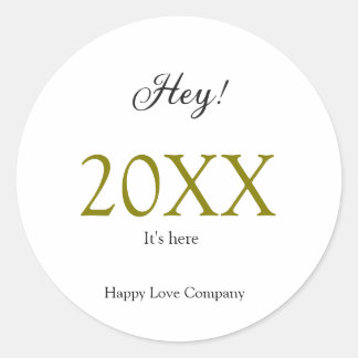 Hey it's new year add year gold black simple. Mini Classic Round Sticker