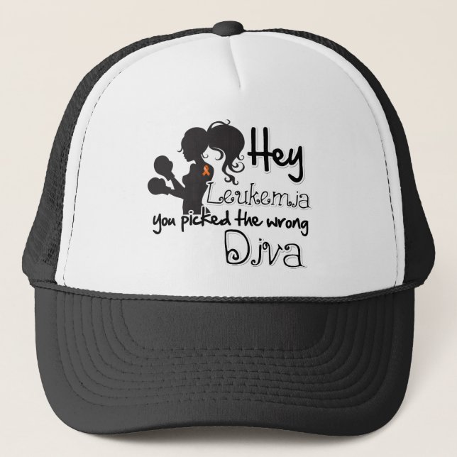 Hey Leukemia Cancer You Picked The Wrong Diva Trucker Hat (Front)
