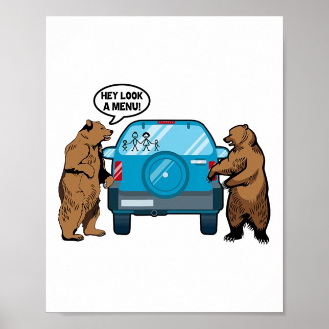 Hey Look A Menu Funny Camping Camper Hiking Bear O Poster (Front)