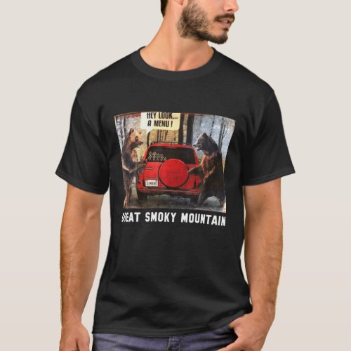 Hey Look A Menu Vintage Camper Camping Funny Bear T_Shirt