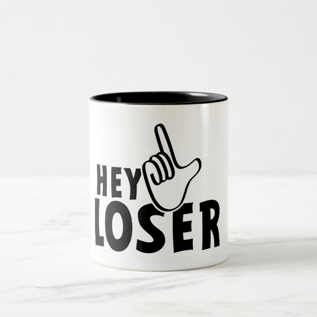 Hey loser. losers, mafkees, unnoble, neurd....  Two-Tone coffee mug (Center)